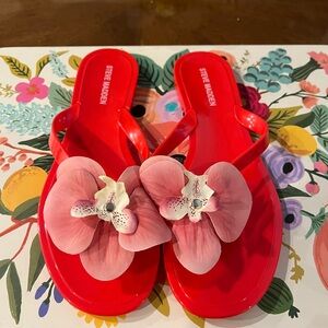 Steve Madden Red and Pink Floral Sandals